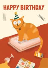 Funny Birthday Card - Naughty Cat Scene created by AbiGoLucky