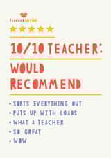 Review style card for your teacher created by HGH ILLUSTRATIONS