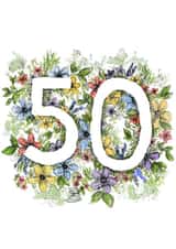 50th Floral Birthday Card, Anniversary Card created by Erin Marie Scott