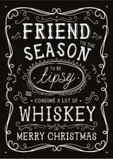 Fun Christmas Card - Friend - Jack Daniels Whiskey created by la la la Designs