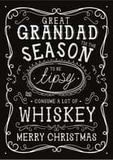 Fun Christmas Card - Great Grandad - Jack Daniels Whiskey created by  la la la     Designs