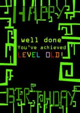 Humorous Birthday Card For Gaming Friend - You've Achieved Level Old! created by WimCards