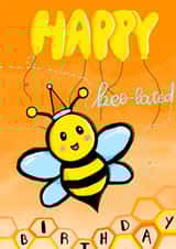 Very Cute Belated Happy Birthday Card - Bee - Happy Bee-lated Birthday created by WimCards