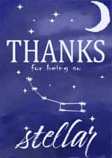 Special thank you card - Stars and moon - Thanks for being so stellar. created by WimCards