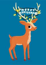 Cute Christmas card - Reindeer Lights created by Sophie Kent Illustration
