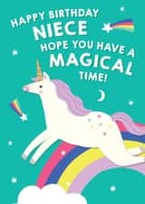 Cute Birthday Card - Niece - Unicorn Rainbow created by Pixie Studio