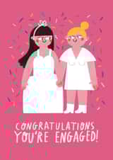 Cute Engagement Card - Lesbian - You're Engaged! created by Alice Mole Illustration
