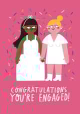 CuteCute Engagement Card - Lesbian - Interracial - You're Engaged! created by Alice Mole Illustration