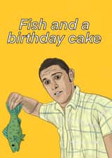 Funny Birthday Card - For Him - Fish And A Rice Cake created by C.W ILLUSTRATIONS 