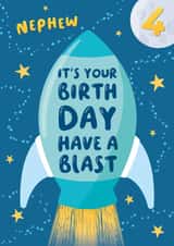 4th Birthday Card for Nephew - Rocket Have a Blast created by Macie Dot Doodles