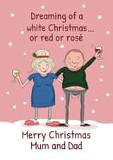 Funny Christmas Card - White, Red or Rose Wine - Parents created by Running with Scissors