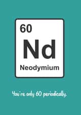 Geeky 60th Periodic Table Element Birthday Card Neodymium created by Matt Facer