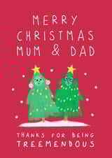 Cute Christmas Card - Parents - Treemendous created by Painted Parasol Studio