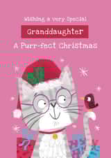 Funny and Cute Christmas Card - Purrfect Granddaughter created by Hannah Jayne Lewin