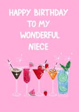 Niece Birthday Card - Cocktails created by Naughty Nice