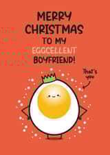 Christmas Card For Boyfriend - Egg Pun - Eggcellent Christmas created by Twisted Haggis