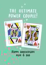 Cute Anniversary Card for Mum & Dad - Playing Cards - Ultimate power couple created by Lucy Marie Design