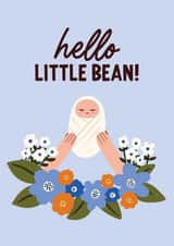 Hello Little Bean! | Blue | A sweet and funny card to celebrate a new baby. created by Hello Elks