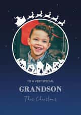 Personalised Christmas Photo Card created by Choo Choo  - Traditional Christmas Card - Grandson - Sleigh