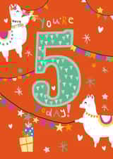 Cute Birthday Card - 5th - Llama created by IC&G