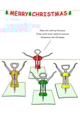 Funny Christmas Card - Yoga Pilates - Wine Corkscrew created by Swizzoo