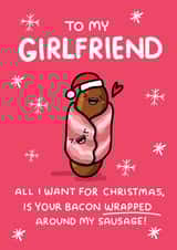 Rude and Funny Christmas Card - Girlfriend - Pig's in Blankets created by NICHOLA COWDERY ILLUSTRATIONS 