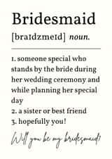 Bridesmaid Proposal Card - Dictionary Definition created by Sundiva Designs