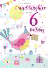 Traditional Birthday Card - Granddaughter - 6th created by IC&G