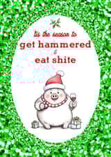 Cute funny Christmas card - piggy created by crackerjack