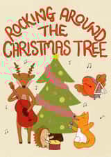 Cute Christmas Card - Rocking Around The Christmas Tree created by Doris Dishcloth
