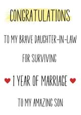 Funny paper wedding anniversary card for son and daughter-in-law from parents created by Just Jojo