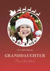 Personalised Christmas Photo Card created by Choo Choo  - Classic Christmas Card - Granddaughter - Reindeers