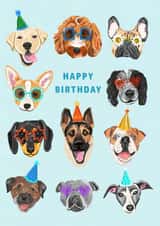 Cute and Funny Birthday Card - Dogs in Sunglasses created by Evie Warren Illustration
