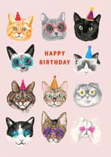 Cute and Funny Birthday Card - Cats in Sunglasses created by Evie Warren Illustration