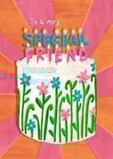 Pretty Birthday Card - Special Friend - Cake created by Evie Warren Illustration