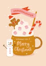 Cute Christmas Card - Granddaughter - Hot Chocolate created by The Pattern Press