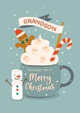 Cute Christmas Card - Grandson - Hot Chocolate created by The Pattern Press