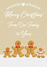 Cute Christmas Card - Our Family to Yours - LGBTQ+ - Two Dads with Son and Daughter created by Mo&Co