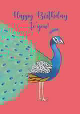 Stunning bright and bold peacock birthday card - suitable for all created by Her Joyful Heart