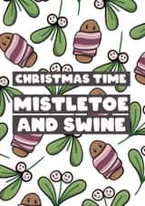 Funny Christmas Card - Pigs in Blankets - Mistletoe created by Bev O'Connor || @oconnordesign