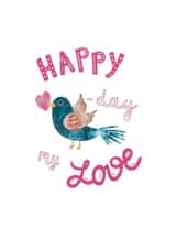 Cute Birthday card for Girlfriend - Bird with heart - Happy Birthday my love created by Alena Novikava