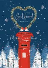 Pretty Christmas Card - Girlfriend - Postbox and Robins created by Rebecca Prinn