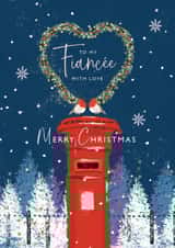 Pretty Christmas Card - Fiancée - Postbox and Robins created by Rebecca Prinn