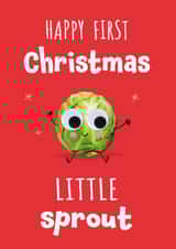 Baby's First Christmas - cute funny sprout card to send kids - 1st Christmas created by Sah Bear Designs