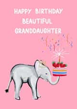 Cute Birthday Card - Granddaugher - Pink - Cake created by Naughty Nice