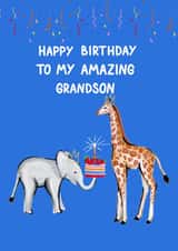 Cute Birthday Card - Grandson - Safari Animals created by Naughty Nice