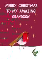 Classic Christmas Card - Grandson - Robin created by Naughty Nice
