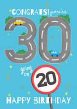 Happy 30th Birthday - Speed Limit Card created by Sian Moore Illustration