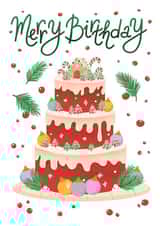 Merry Birthday | December Birthday Card | Christmas Birthday Card created by @tikkled.pink