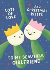 Cute Christmas Card - Girlfriend - Mistletoe Kisses created by Fliss Muir